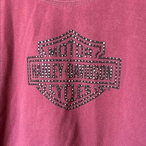 Y2K Harley-Davidson Burgundy Studded Logo Tee